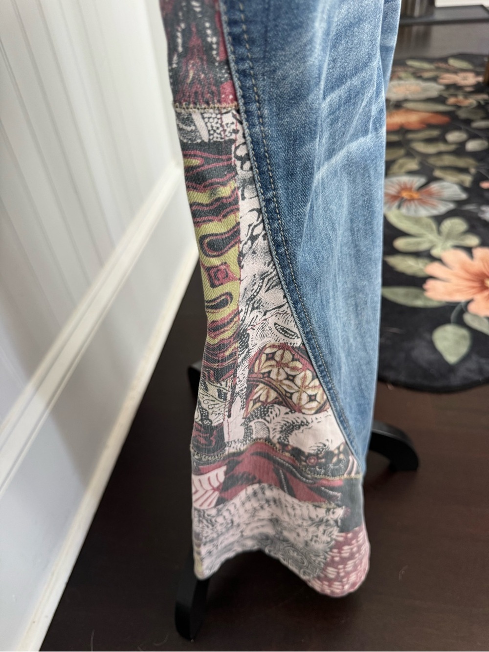 RARE Free People Bali Patchwork Flared Bell Botton Low Rise  Jeans ~ Size 31 🔥 - Picture 6 of 11